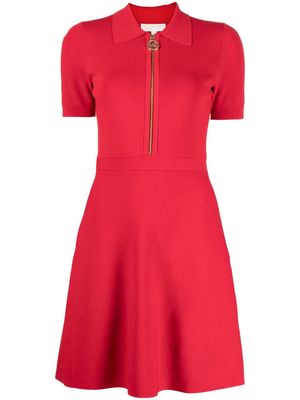 Michael Michael Kors knitted half-zip mini dress - Red