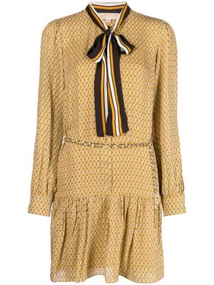 Michael Michael Kors lattice-pattern belted midi dress - Yellow
