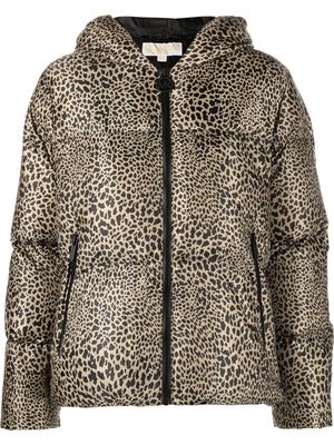 Michael Michael Kors leopard-print hooded puffer jacket - Neutrals