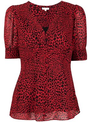 Michael Michael Kors leopard-print short-sleeve blouse - Red