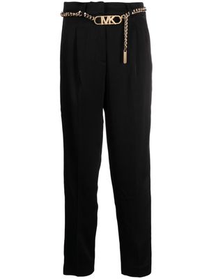 Michael Michael Kors logo-plaque high-waist tapered trousers - Black