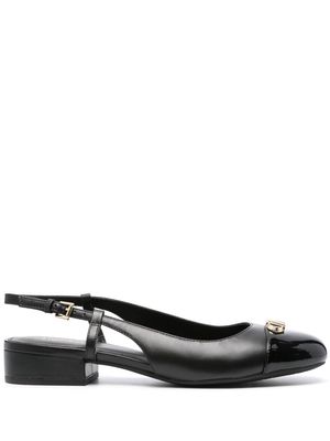 Michael Michael Kors logo-plaque leather ballerina shoes - Black