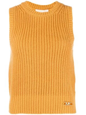 Michael Michael Kors logo-plaque ribbed-knit vest - Yellow
