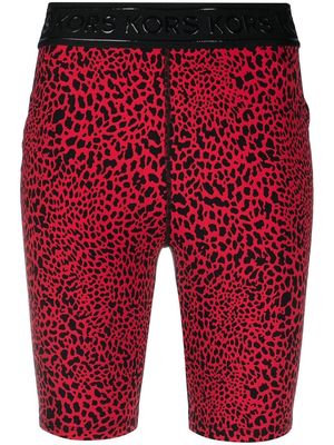Michael Michael Kors logo-waist leopard-print shorts - Red