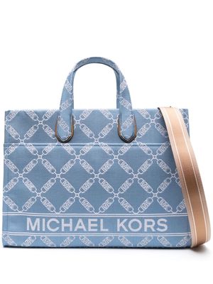 Michael Michael Kors monogram-jacquard denim tote bag - Blue