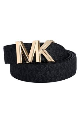 MICHAEL Michael Kors Monogram Reversible Leather Belt in Black