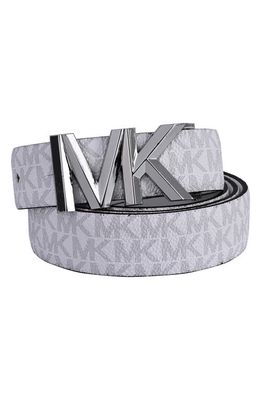 MICHAEL Michael Kors Monogram Reversible Leather Belt in Bright White