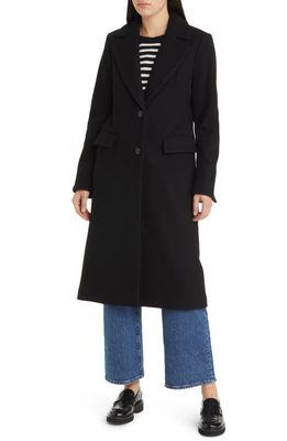 MICHAEL Michael Kors Notch Collar Wool Blend Coat in Black