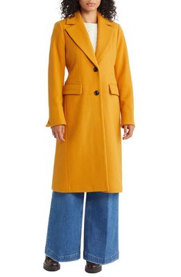 MICHAEL Michael Kors Notch Collar Wool Blend Coat in Marigold