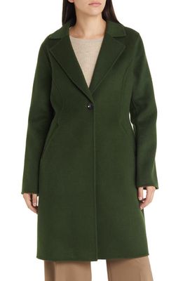 MICHAEL Michael Kors Notched Collar Longline Wool Blend Coat in Jade