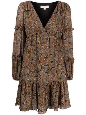 Michael Michael Kors paisley-print V-neck dress - Brown