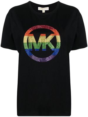 Michael Michael Kors rhinestone rainbow-logo T-shirt - Black
