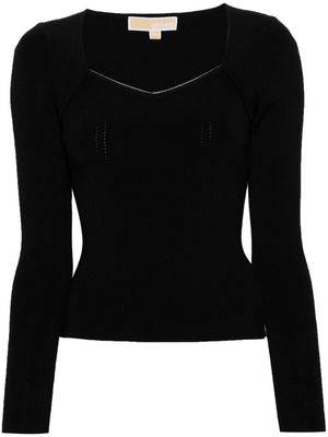 Michael Michael Kors rhinestoned sweetheart-neck top - Black