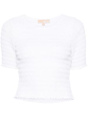 Michael Michael Kors ruffled-trim smocked T-shirt - White