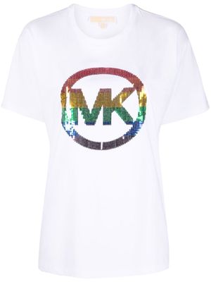 Michael Michael Kors sequinned-logo organic cotton T-shirt - White