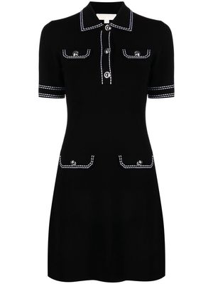 Michael Michael Kors short-sleeve contrasting-stitch dress - Black