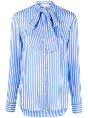 Michael Michael Kors striped pussy-bow shirt - Blue