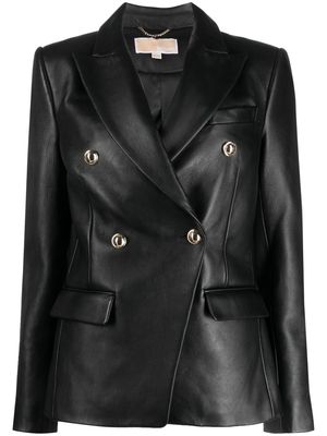Michael Michael Kors tailored leather double-breasted blazer - Black