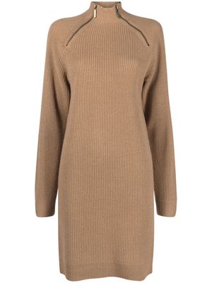 MICHAEL MICHAEL KORS zip-detailed knitted dress - Brown
