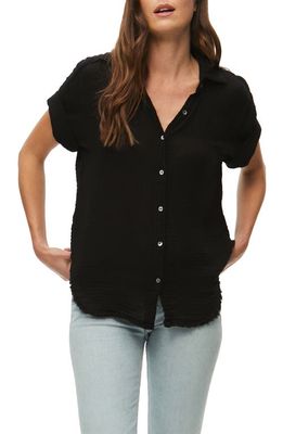 Michael Stars Bailey Cotton Gauze Button-Up Shirt in Black