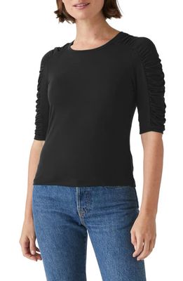 Michael Stars Carmen Shirred Sleeve Knit Top in Black