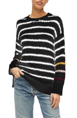 Michael Stars Cotton Tunic Sweater in Black Stripe Combo