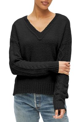 Michael Stars Jada V-Neck Pullover Sweater in Black