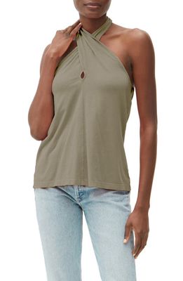 Michael Stars Maxine Cotton Blend Halter Top in Olive