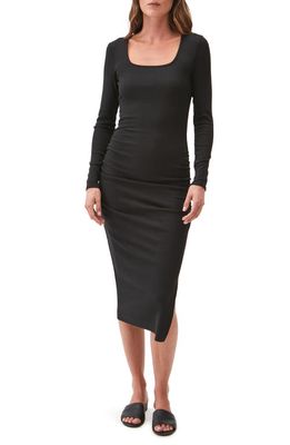 Michael Stars Natalie Long Sleeve Body-Con Midi Dress in Black