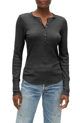 Michael Stars Regan Thermal Knit Henley in Charcoal