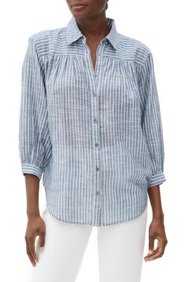 Michael Stars Robyn Cotton Button-Up Shirt in Stripe
