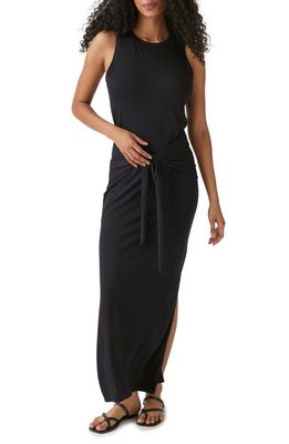 Michael Stars Solange Tie Waist Jersey Maxi Dress in Black
