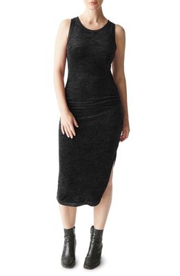 Michael Stars Stacey Ruched Sleeveless Midi Dress in Black