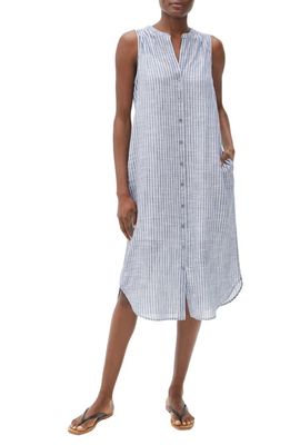 Michael Stars Viola Sleeveless Cotton Shirtdress in Stripe