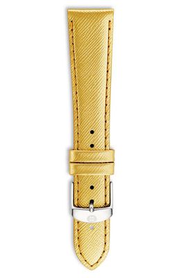 MICHELE 16mm Metallic Leather Watch Strap in Metallic Gold