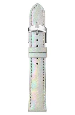 MICHELE 18mm Metallic Leather Watch Strap in Iridescent Leather