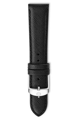 MICHELE 20mm Saffiano Leather Watch Strap in Jet Black