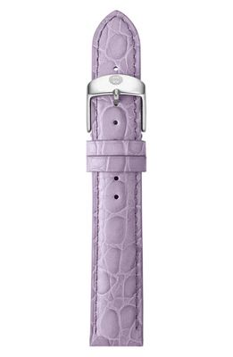 MICHELE Croc Embossed Leather 16mm Watchband in Lavender