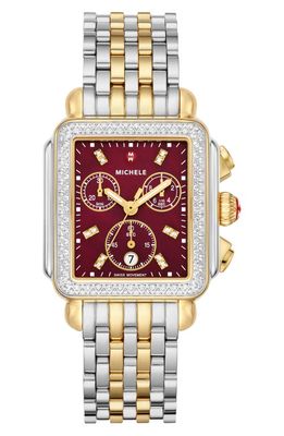 MICHELE Deco Diamond Two-Tone 18K Gold Plate Bracelet Watch
