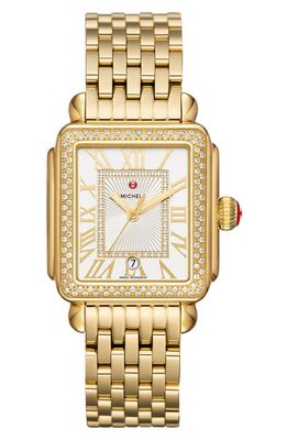 MICHELE Deco Madison Diamond Bracelet Watch, 33mm in Gold 