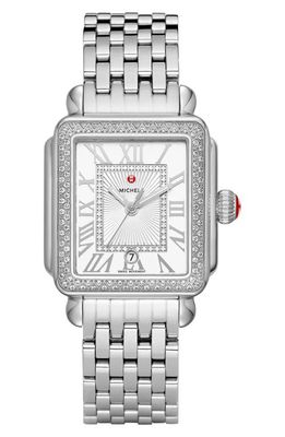 MICHELE Deco Madison Diamond Bracelet Watch, 33mm in Silver 