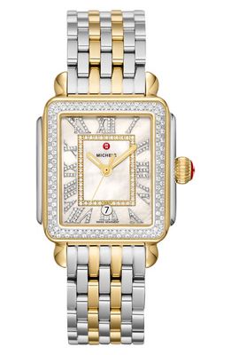 MICHELE Deco Madison Diamond Two-Tone Bracelet Watch