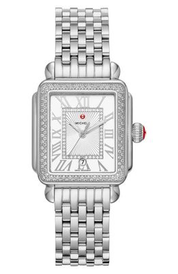 MICHELE Deco Madison Mid Diamond Bracelet Watch, 29mm x 31mm in Silver 