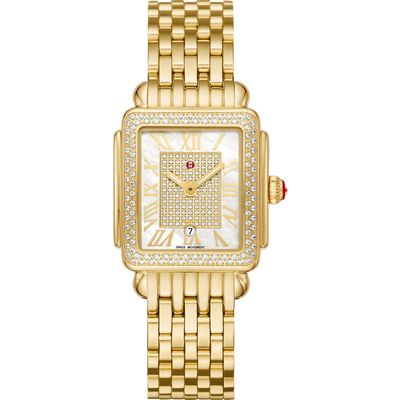 MICHELE Deco Madison Mid Diamond Pavé Bracelet Watch, 31mm in Two-Tone 