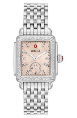 MICHELE Deco Mid Diamond Bracelet Watch, 31mm in Silver 