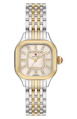 MICHELE Meggie Diamond Dial Two-Tone Bracelet Watch, 29mm 