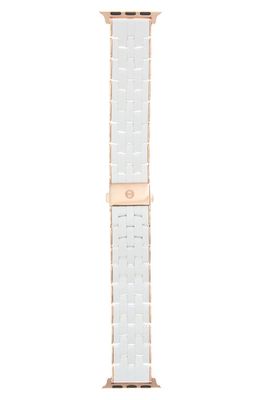 MICHELE Silicone 20mm Apple Watch Bracelet Watchband in White/pink Gold