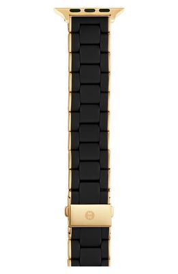 MICHELE Silicone 20mm Apple Watch Watchband in Black/gold