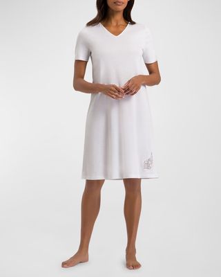 Michelle Lace-Inset Cotton Midi Nightgown