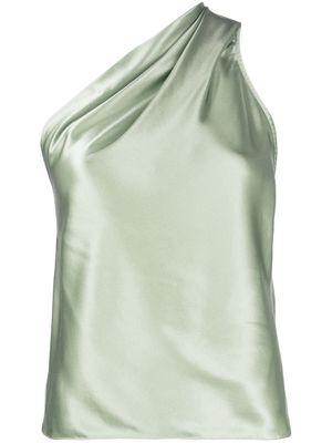 Michelle Mason asymmetric halterneck silk top - Green